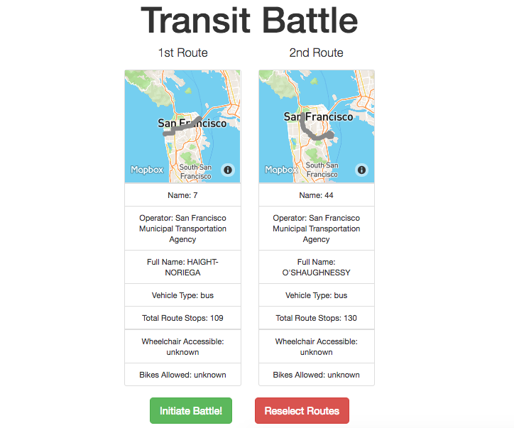 app showing match up of transit routes
